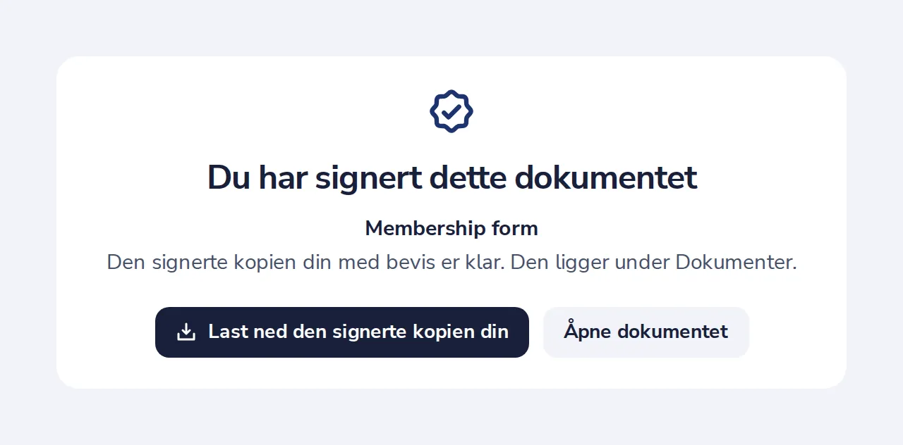 Den signerte kopien er klar