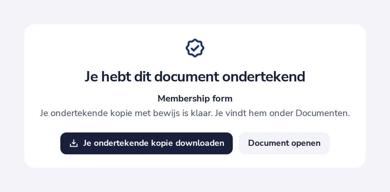Je ondertekende kopie is klaar