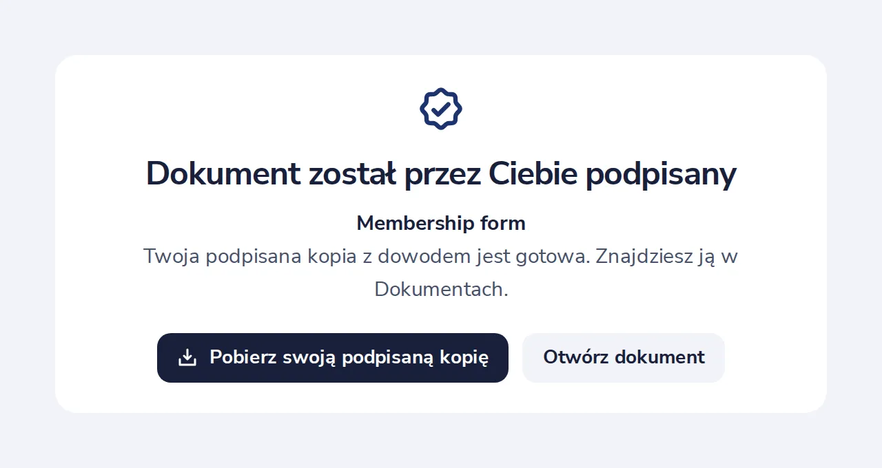 Podpisana kopia jest gotowa