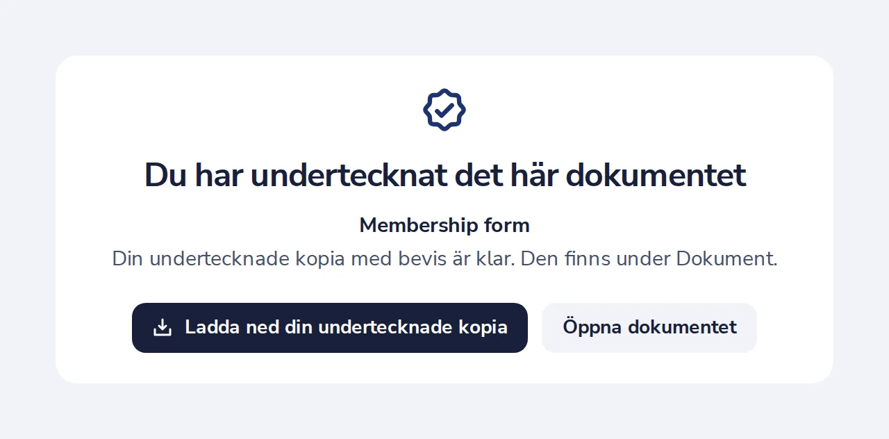 Den undertecknade kopian är klar