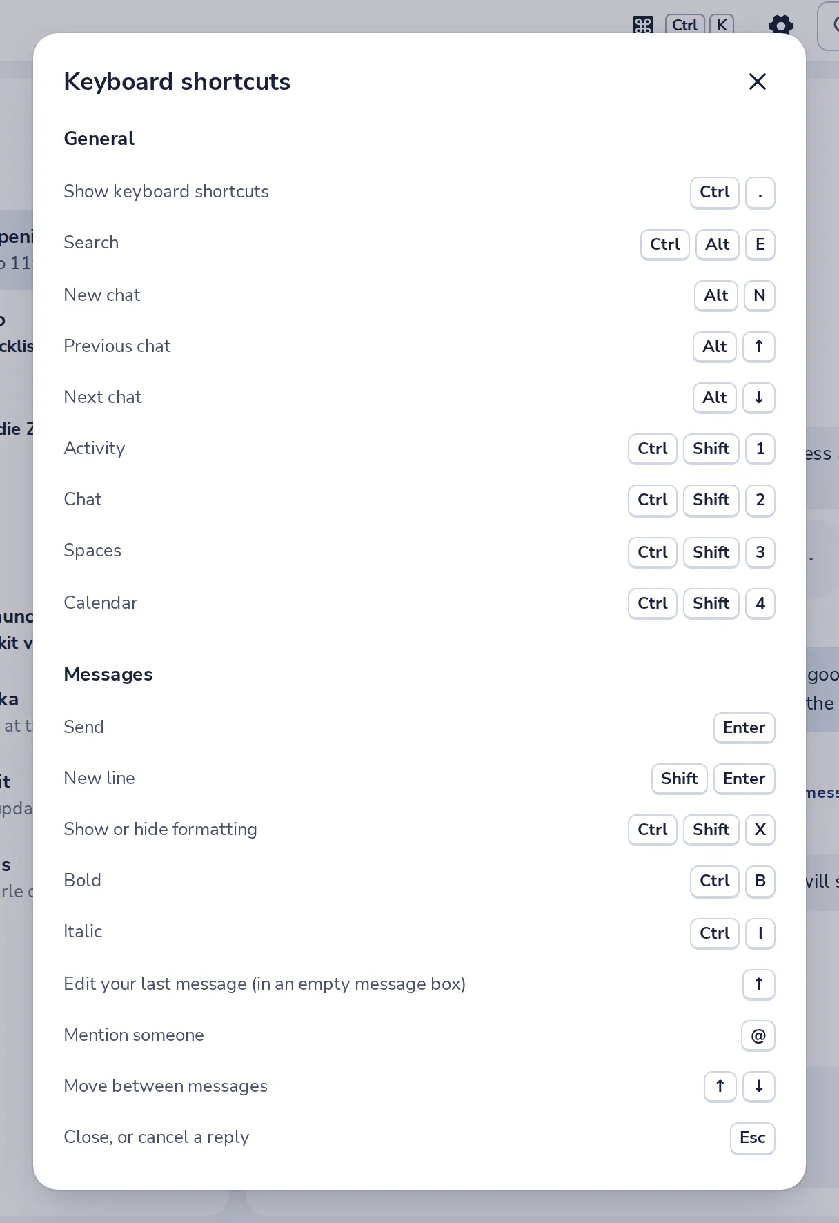 Every shortcut, by topic