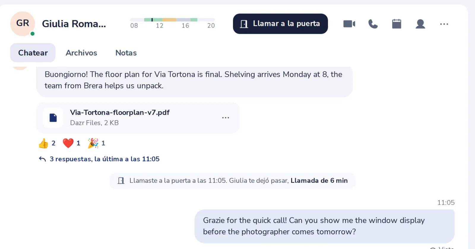 Llama, o pulsa Llamar a la puerta