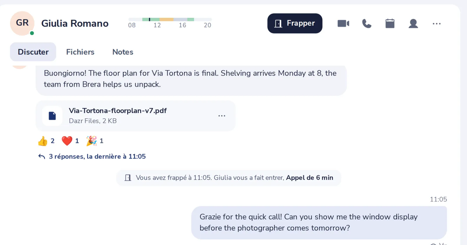 Appelez, ou appuyez sur Frapper