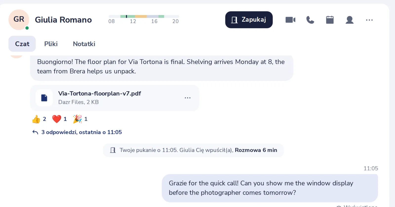 Zadzwoń albo naciśnij Zapukaj