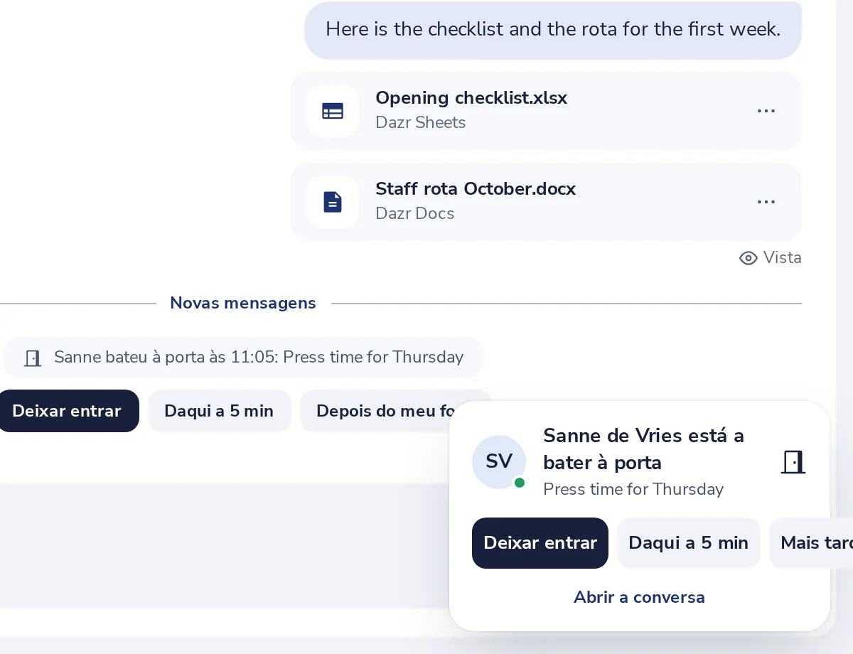A outra pessoa escolhe uma resposta