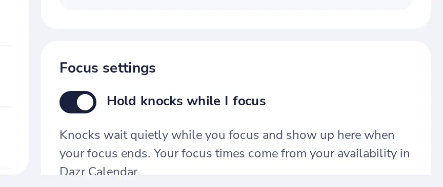 Focusing? Knocks wait
