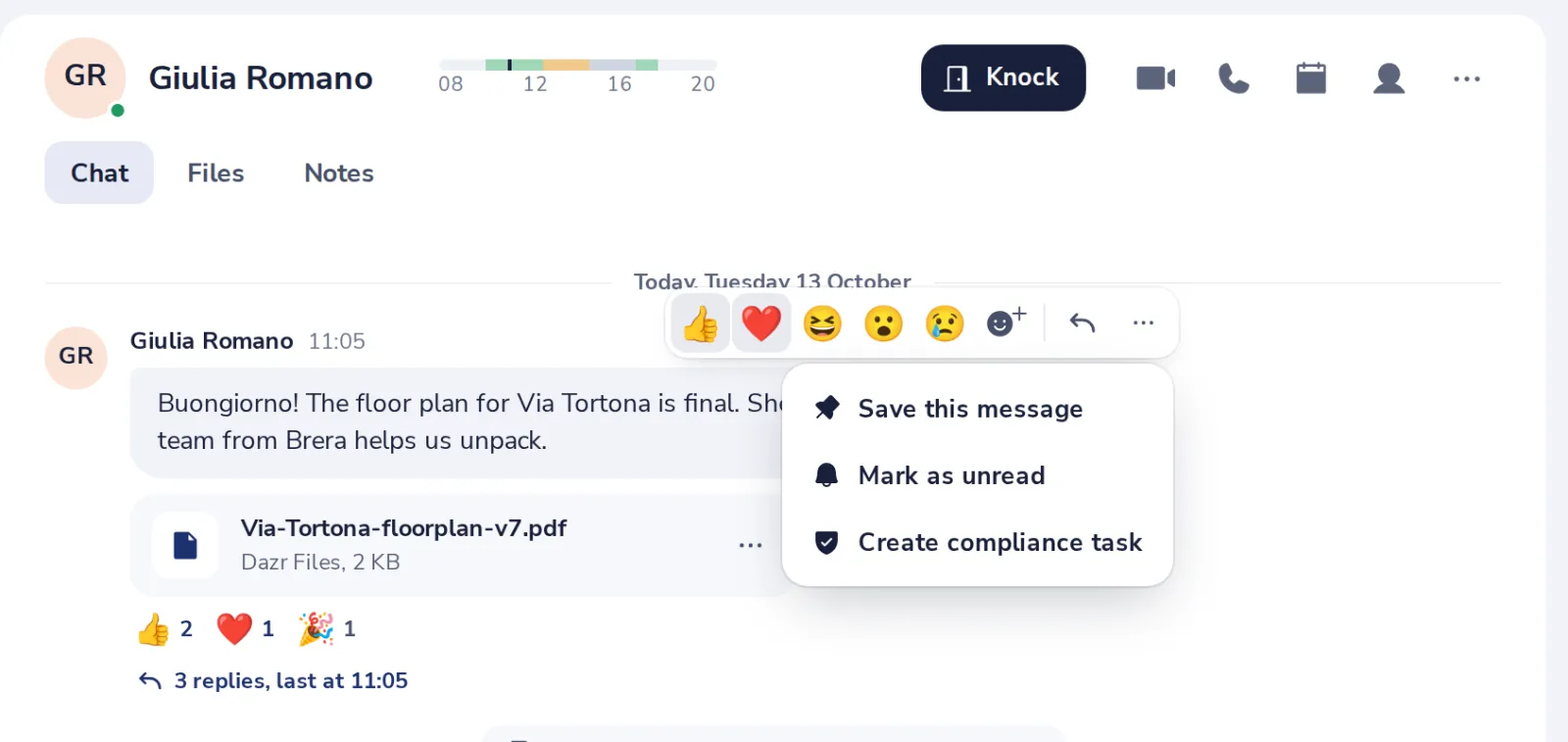 Open the message menu
