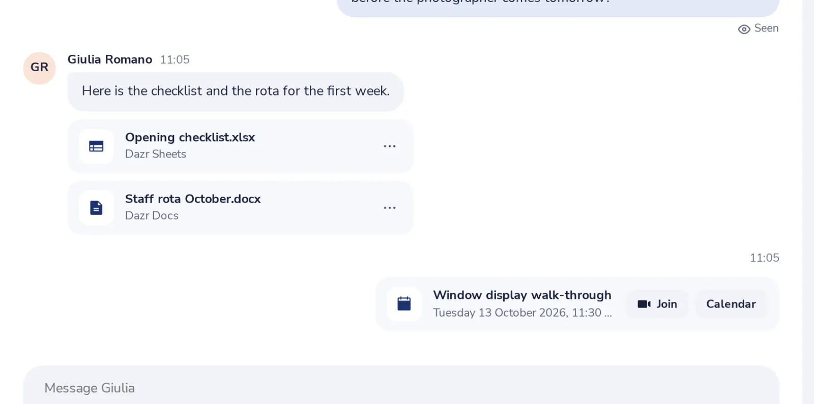 It shows in the chat