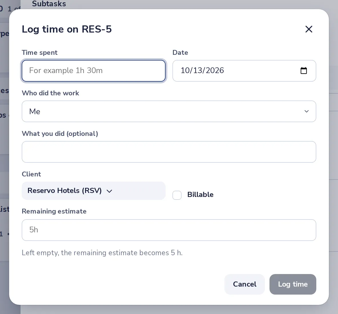 Pick the client and Billable when you log time